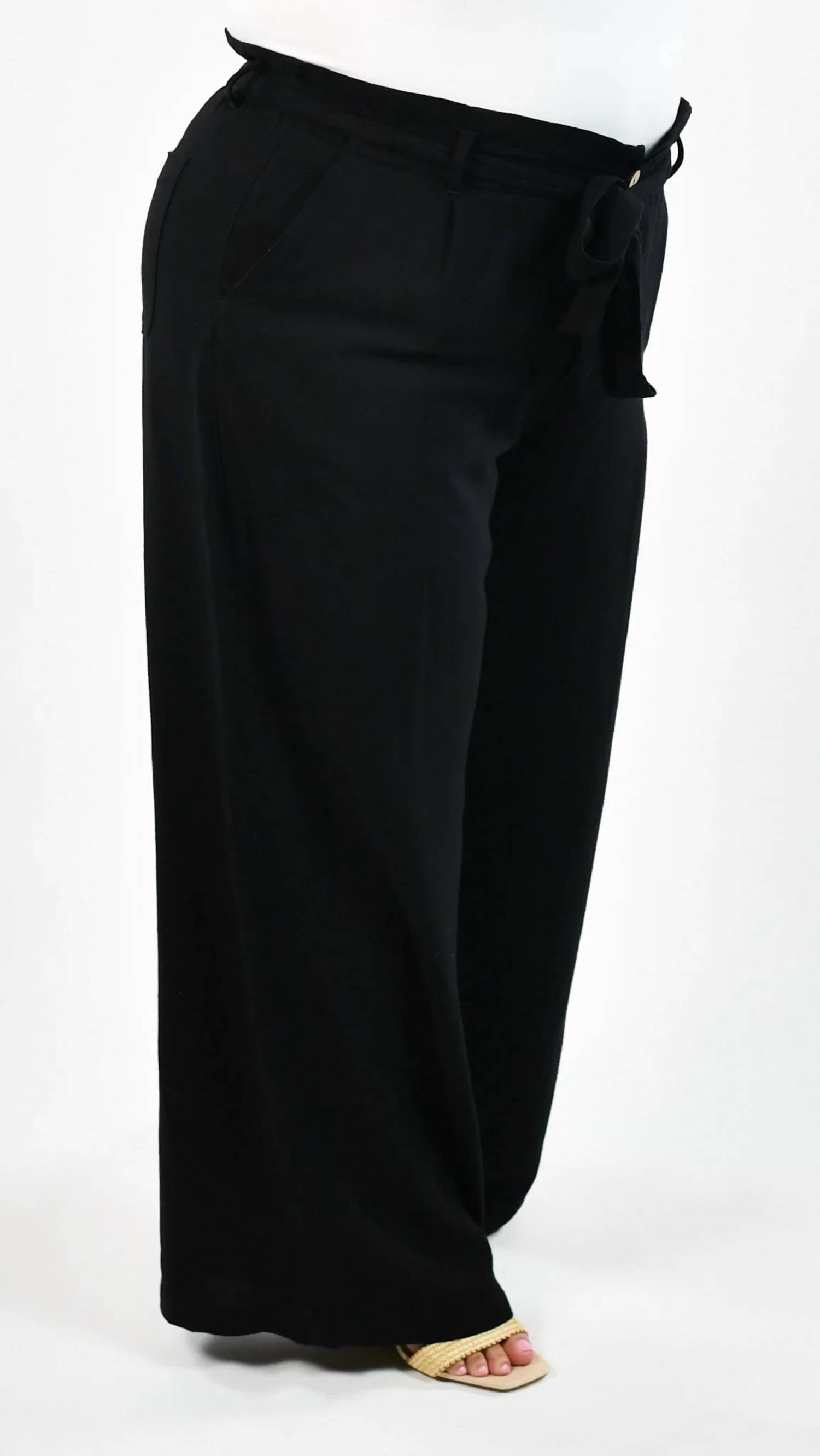 Geegee - Linen Wide Leg Pants - Plus