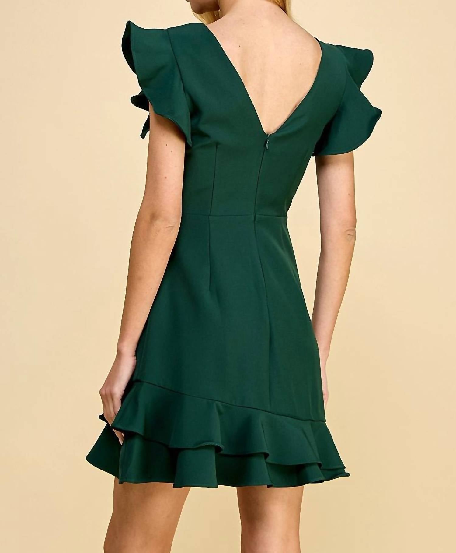 Tcec - Clara Short Ruffle Sleeves Mini Dress