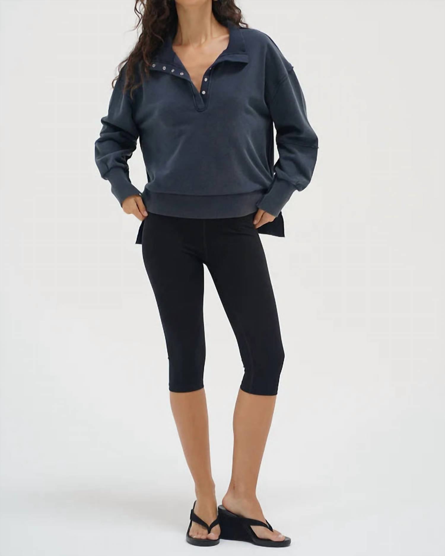 Lna - Hallie Snap Collar Pullover Sweatshirt