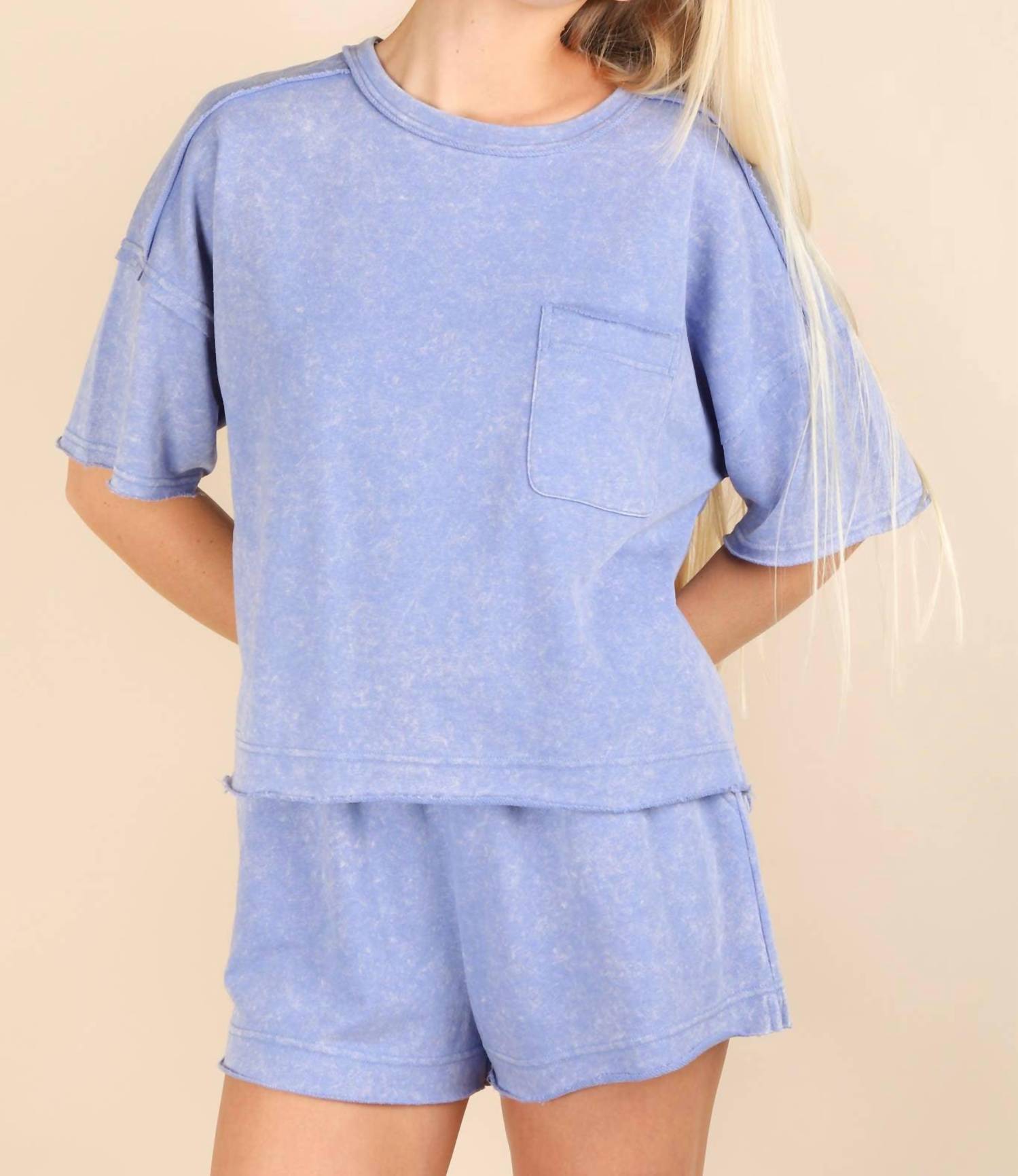 Very J - Comfy Knit Top & Shorts Set