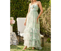 Ina Fashion - Rosette Detail Cut Out Tiered Maxi Dress