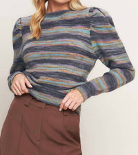 Flying Tomato - Stripe Puff Sweater