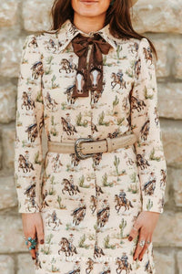 Lucky & Blessed - Western Puff Sleeve Bow Dress