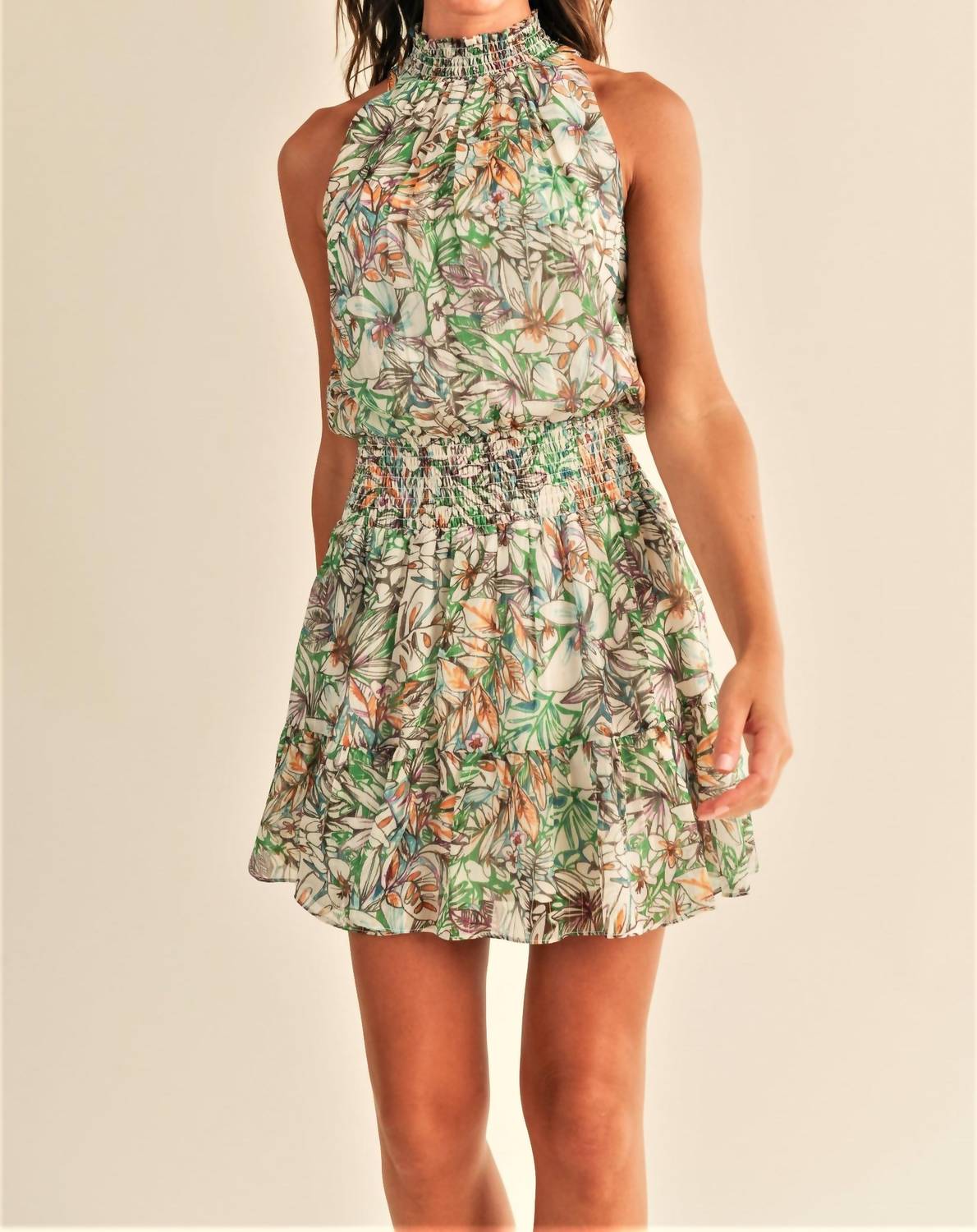 Reset By Jane - Whitney High Neck Floral Mini Dress