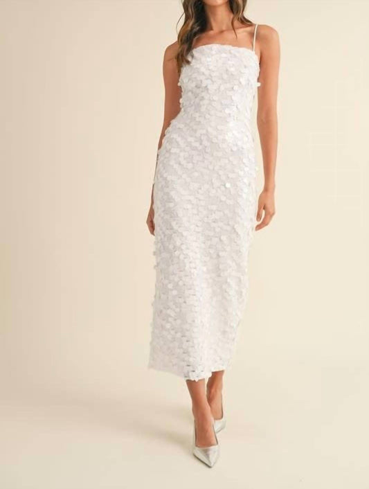 Mable - Mix Sequins Spaghetti Strap Back Slit Midi Dress