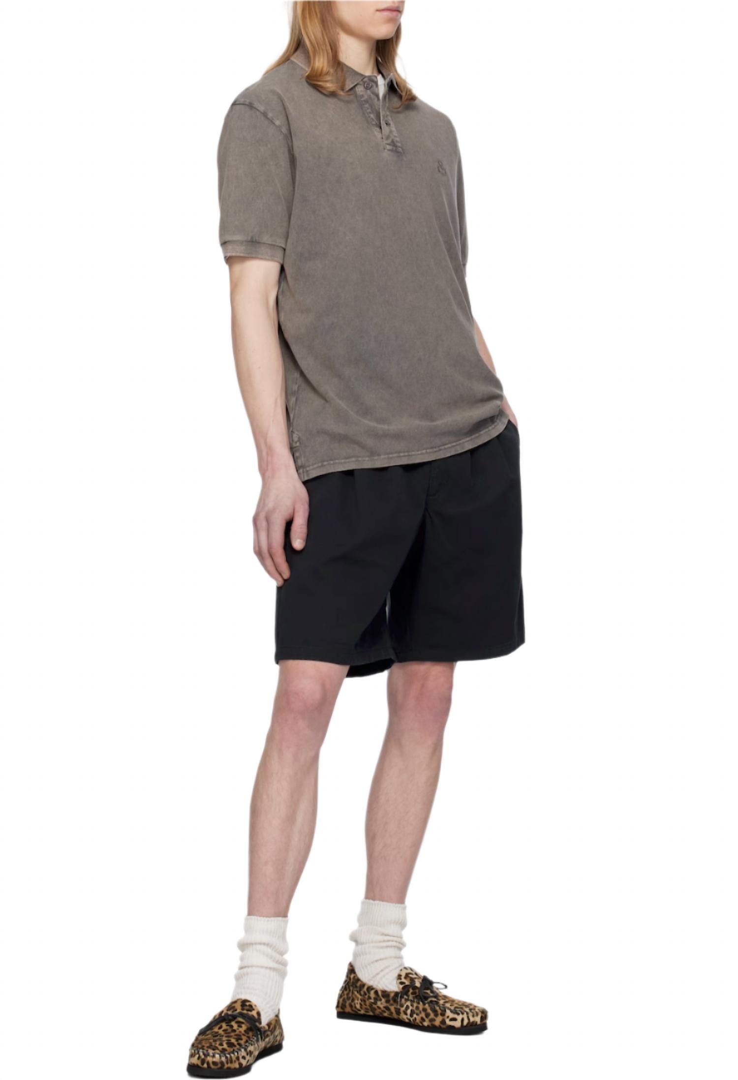 ISABEL MARANT Afko Plastron Polo Shirt in faded black - men's shirt - view 4