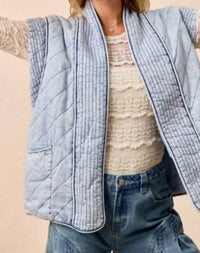 Bibi - Quilted Washed Chambray Vest