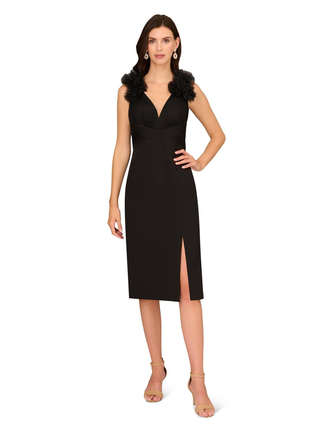 Aidan Mattox - COMBO FABRIC MIDI DRESS