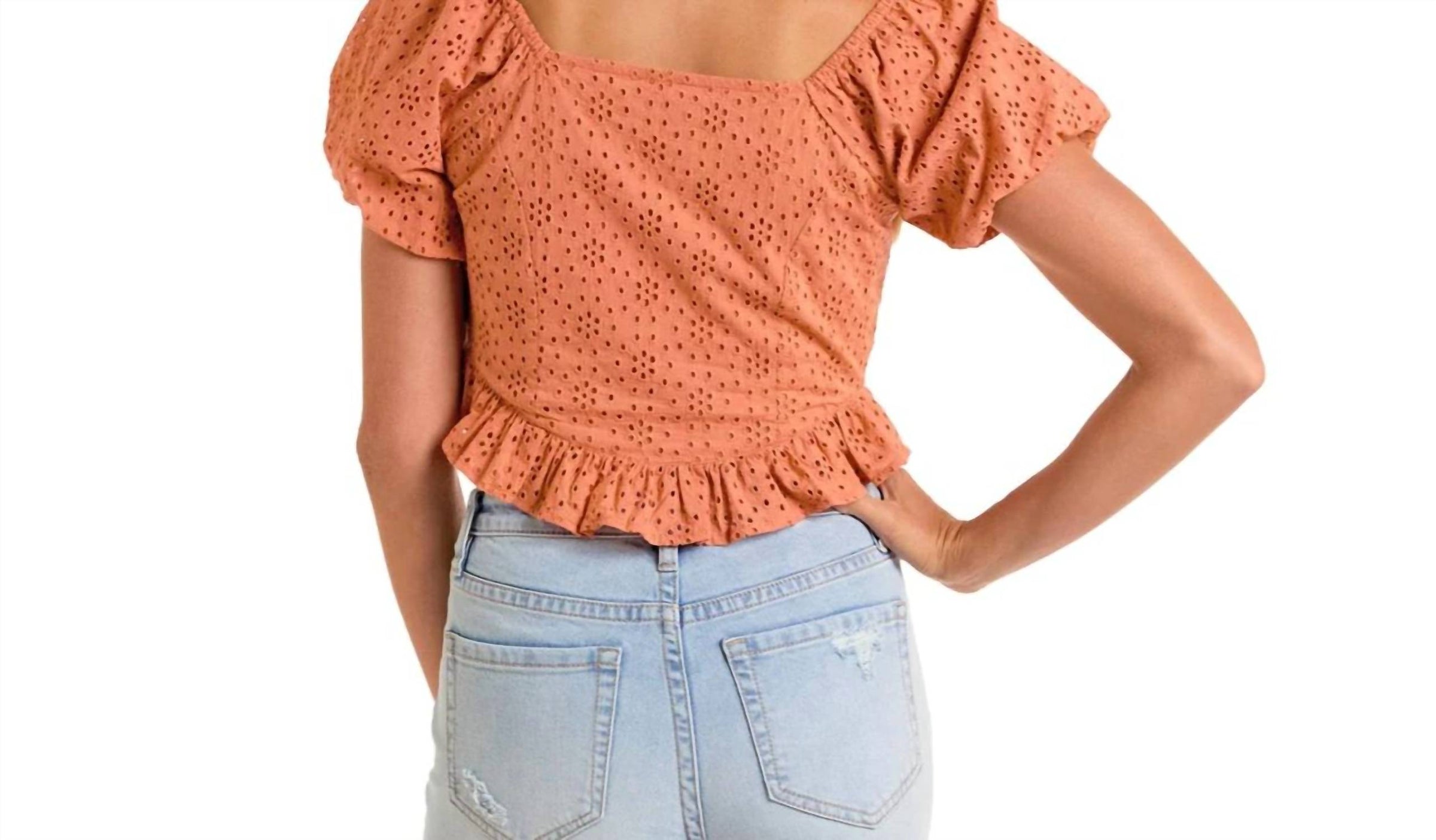 Rock & Roll Denim - Eyelet Puff Sleeve Blouse