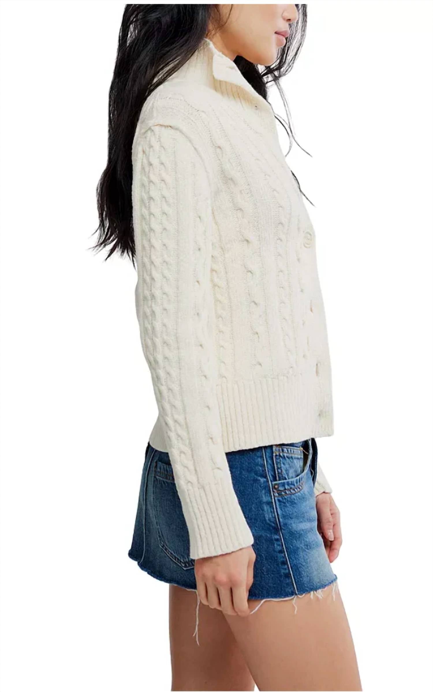 Free People - Cable Collar Cardigan