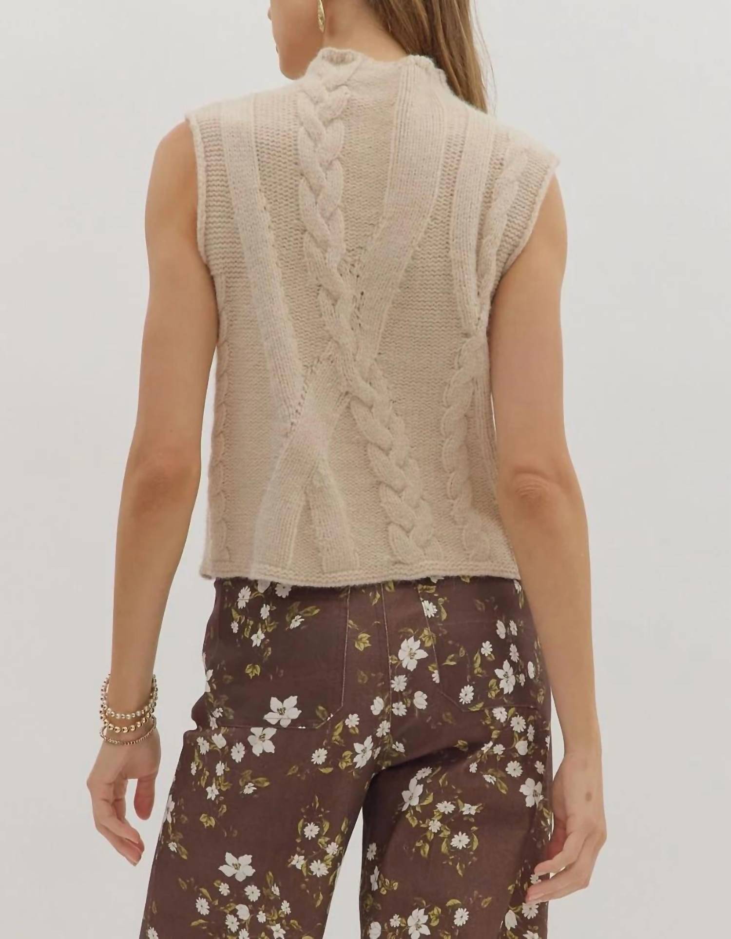 Entro - Mock Star Cable Knit Sweater Vest