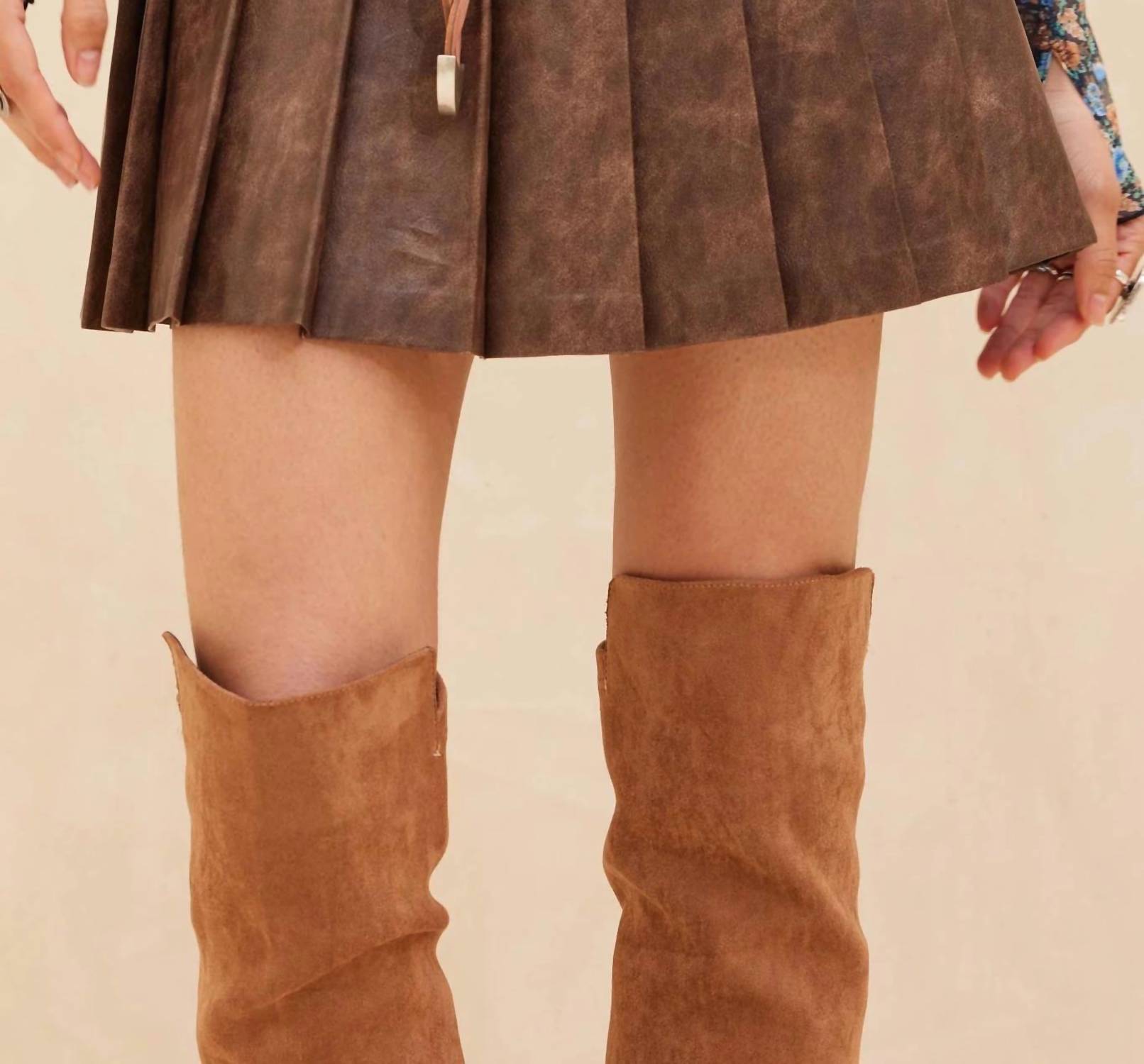 Promesa - Faux Leather Pleated Mini Skirt