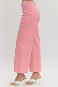 Entro - Solid High Rise Wide Leg Pants