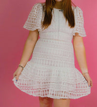 Just Me Micah Eyelet Mini Dress in white - women's dress