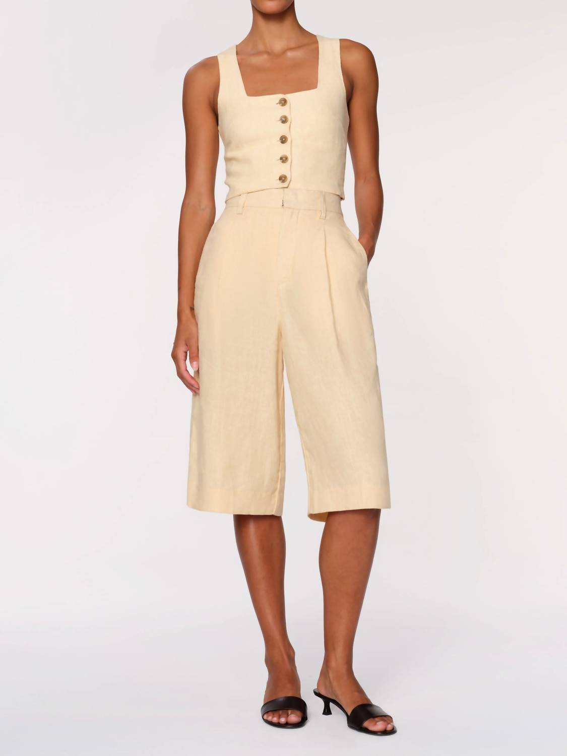Dl1961 - Women'S - Lizzie Top Cropped Wheat Linen