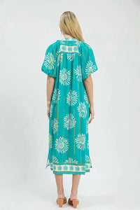 Umgee - Collar Smocked V Neck Midi Dress