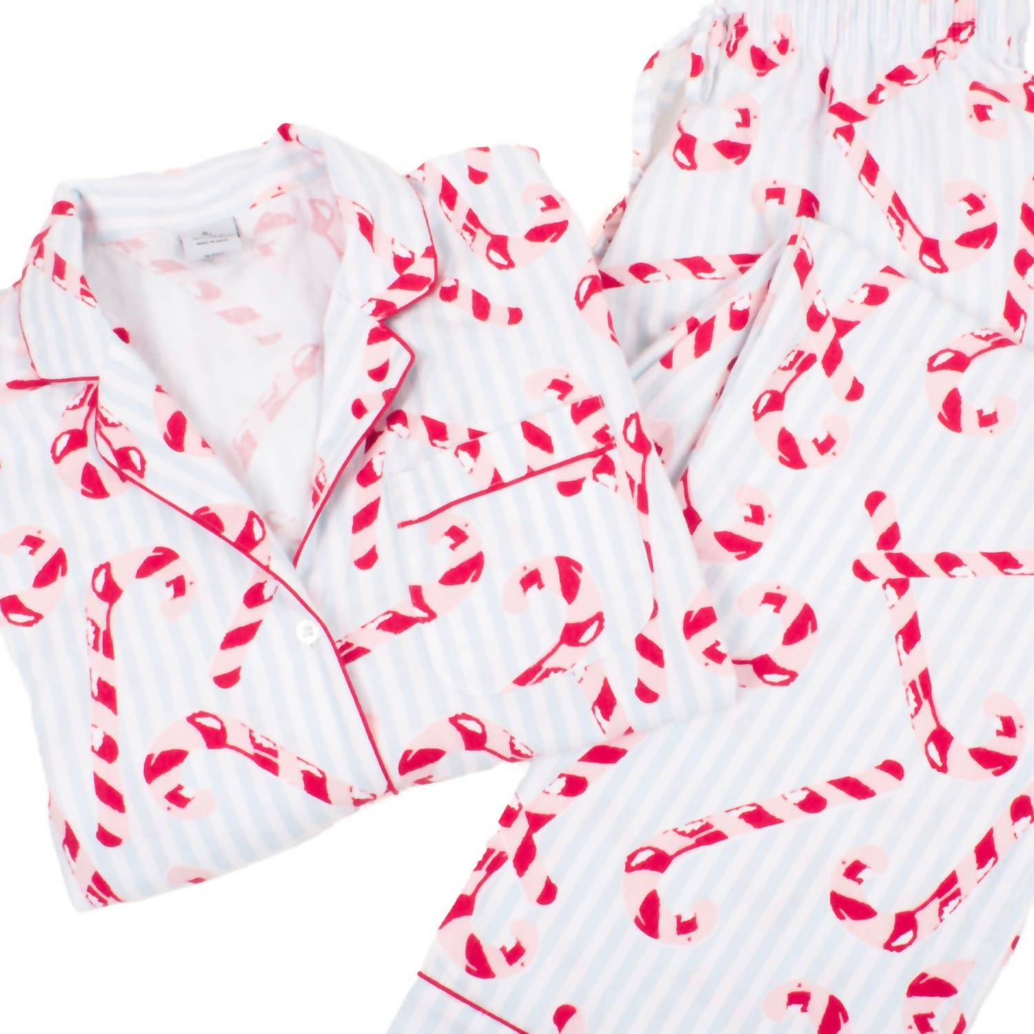 8 Oak Lane - Candy Cane Stripe Flannel Pajama Set