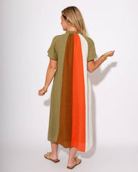 Thml - Color Block Stripes With Tie Midi Dress