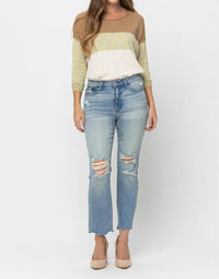 Judy Blue - Mid-rise Destroyed Crop Straight Jeans