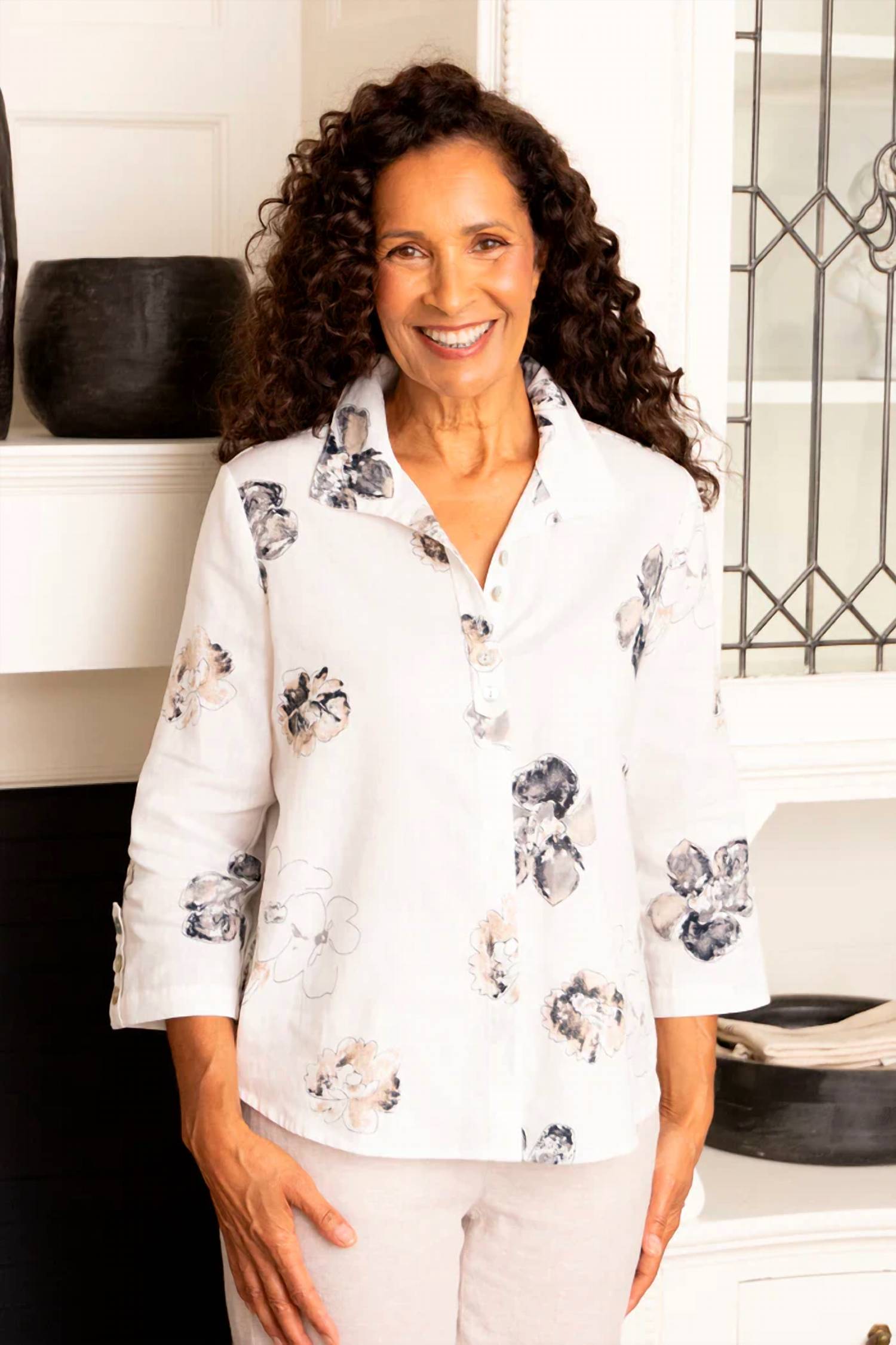 Habitat - Watercolor Floral Swing Shirt - Plus
