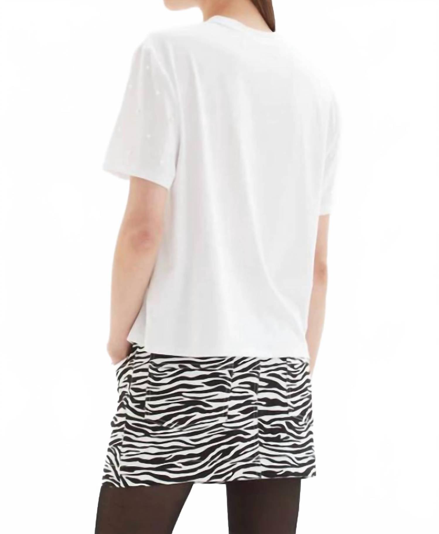 CHRLDR Pearl Sleeve Top in white - women's t-shirt - detail view