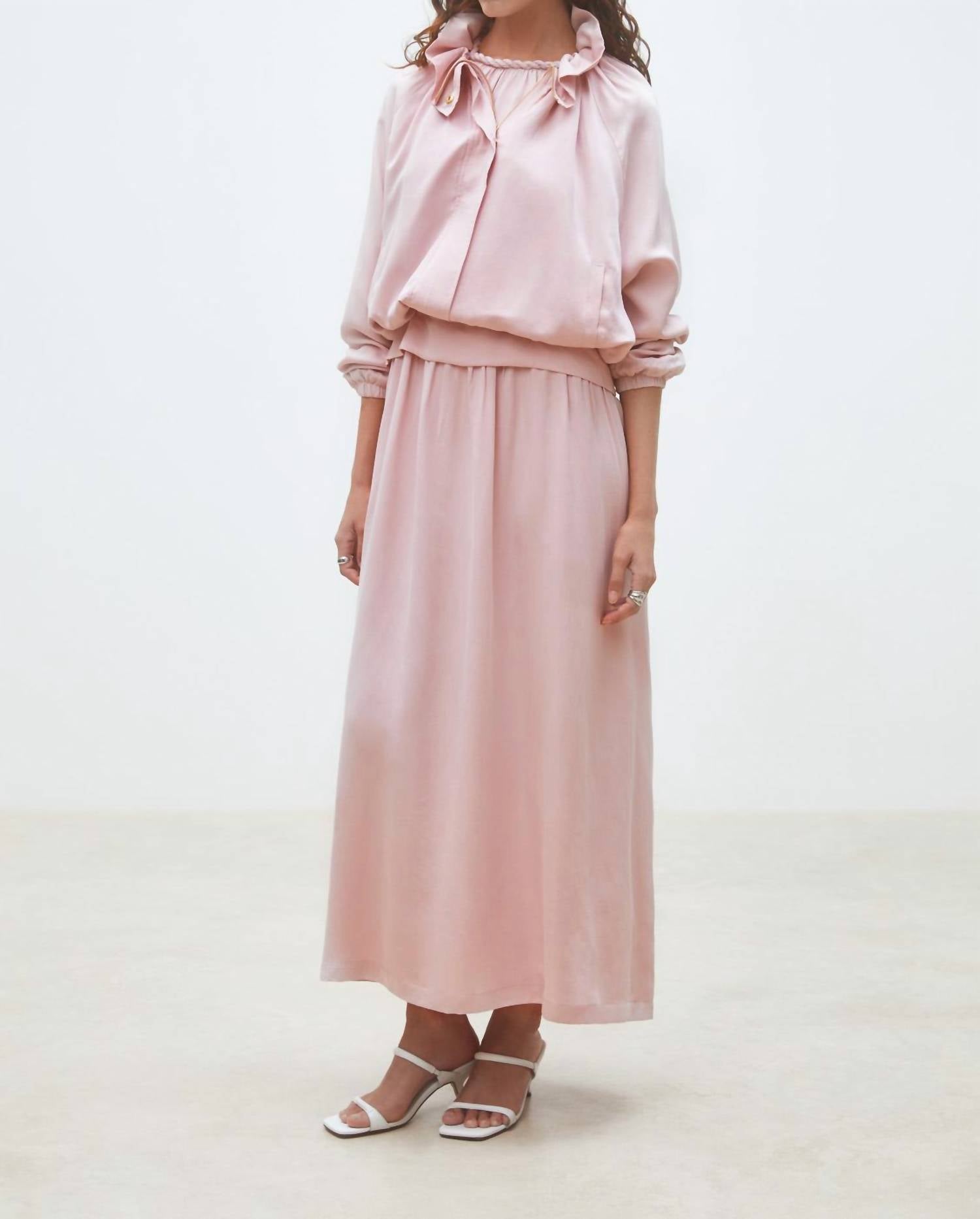 Suncoo - Dorian Ruffle Collar Blouson Top