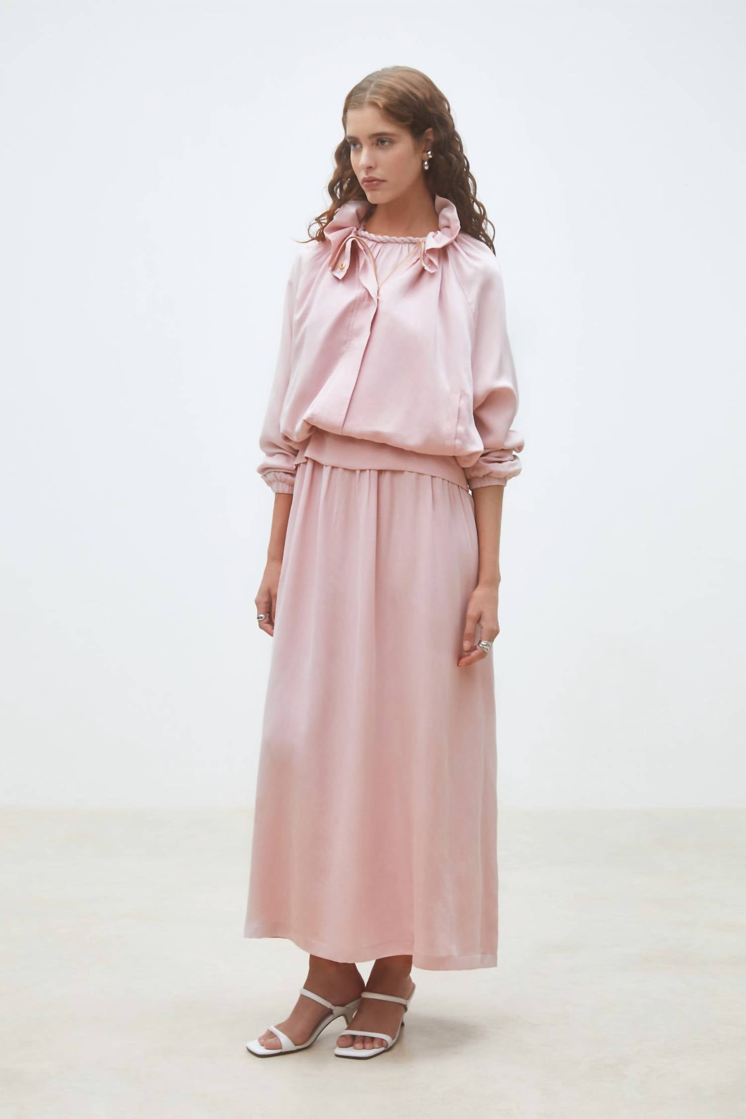 Suncoo - Dorian Ruffle Collar Blouson Top