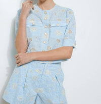 Ina Fashion - Cotton Embroidered Eyelet Cropped Top And Short Set