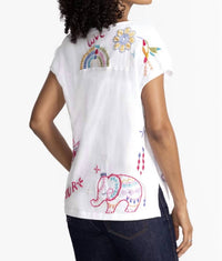 Johnny Was - LOULIA EASY PANELED V‑NECK TEE