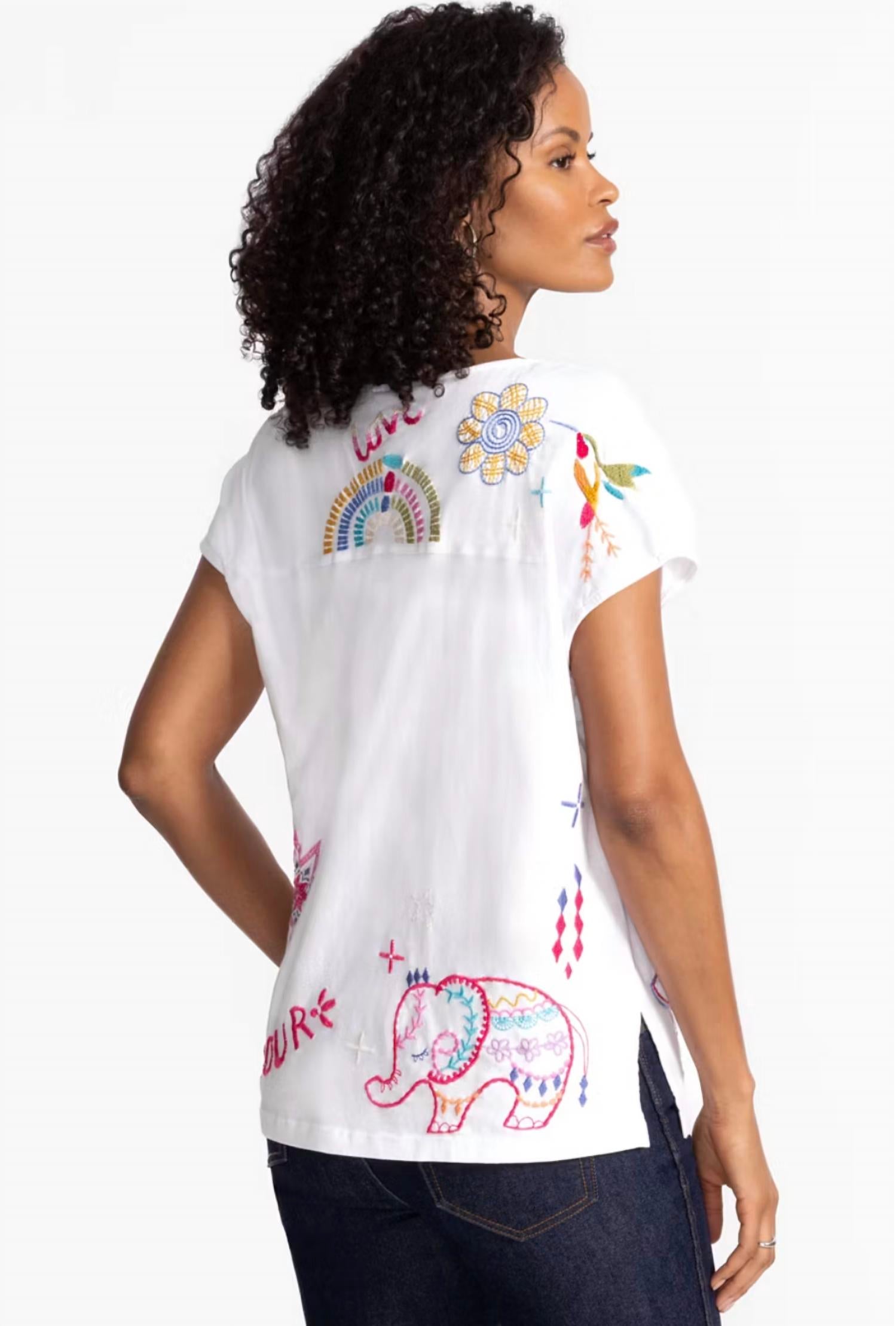 Johnny Was - LOULIA EASY PANELED V‑NECK TEE