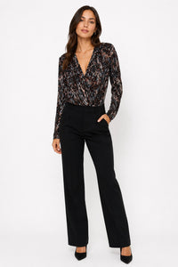 ASTR Sequence Print Bodysuit in black - women's shirt - alternate view