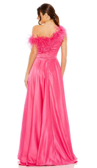 MAC DUGGAL One Shoulder A-line Gown in hot pink - women's dress - detail view