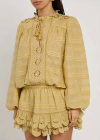 ISABEL MARANT Preya Dress in light ochre - women's long sleeve top - view 5