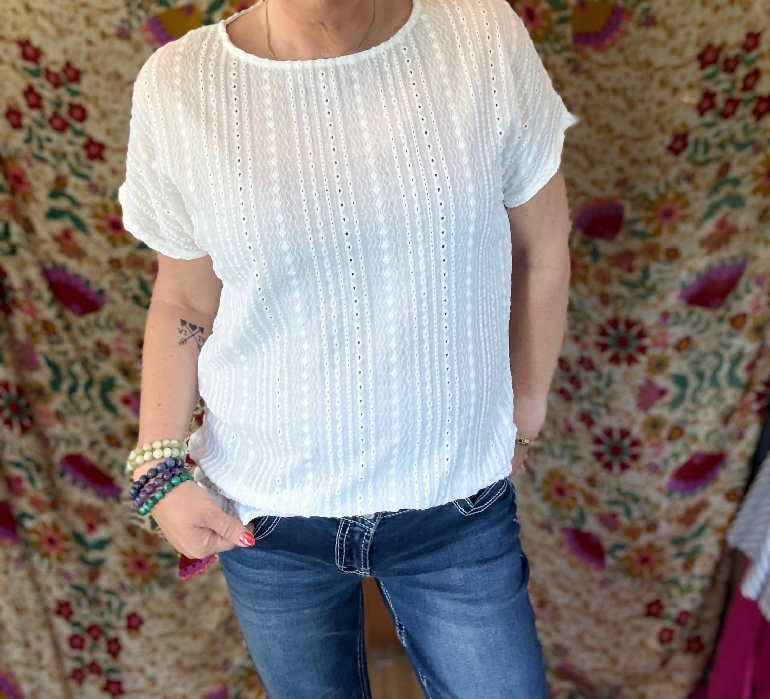 Bombom - Bay Breeze Eyelet Top