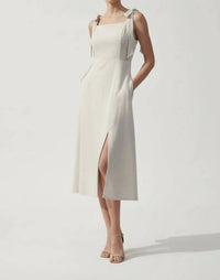 Hem & Thread - Presley Tie Strap Slit Hem Midi Dress
