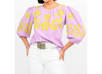 Ivy Jane - Checked Embroidered Top