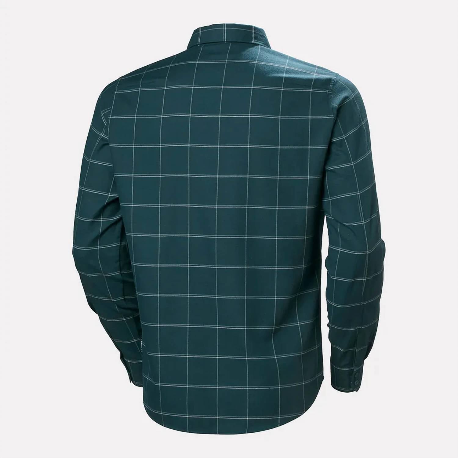 Helly Hansen Men's Aker Flannel Shirt in cactus sierra plaid - men's long sleeve top - detail view
