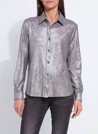 Lysse - Connie Patent Foil Vegan Suede Shacket