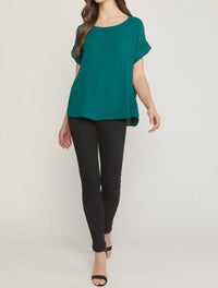 entro Short Sleeve Scoop Neck Top in hunter green - women's t-shirt
