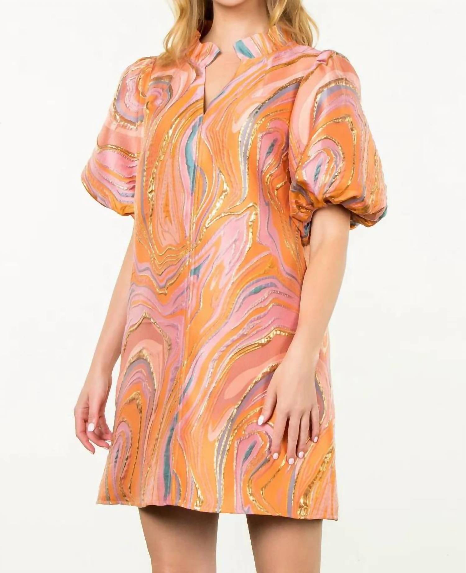Thml - Puff Sleeve Textured Mini Dress