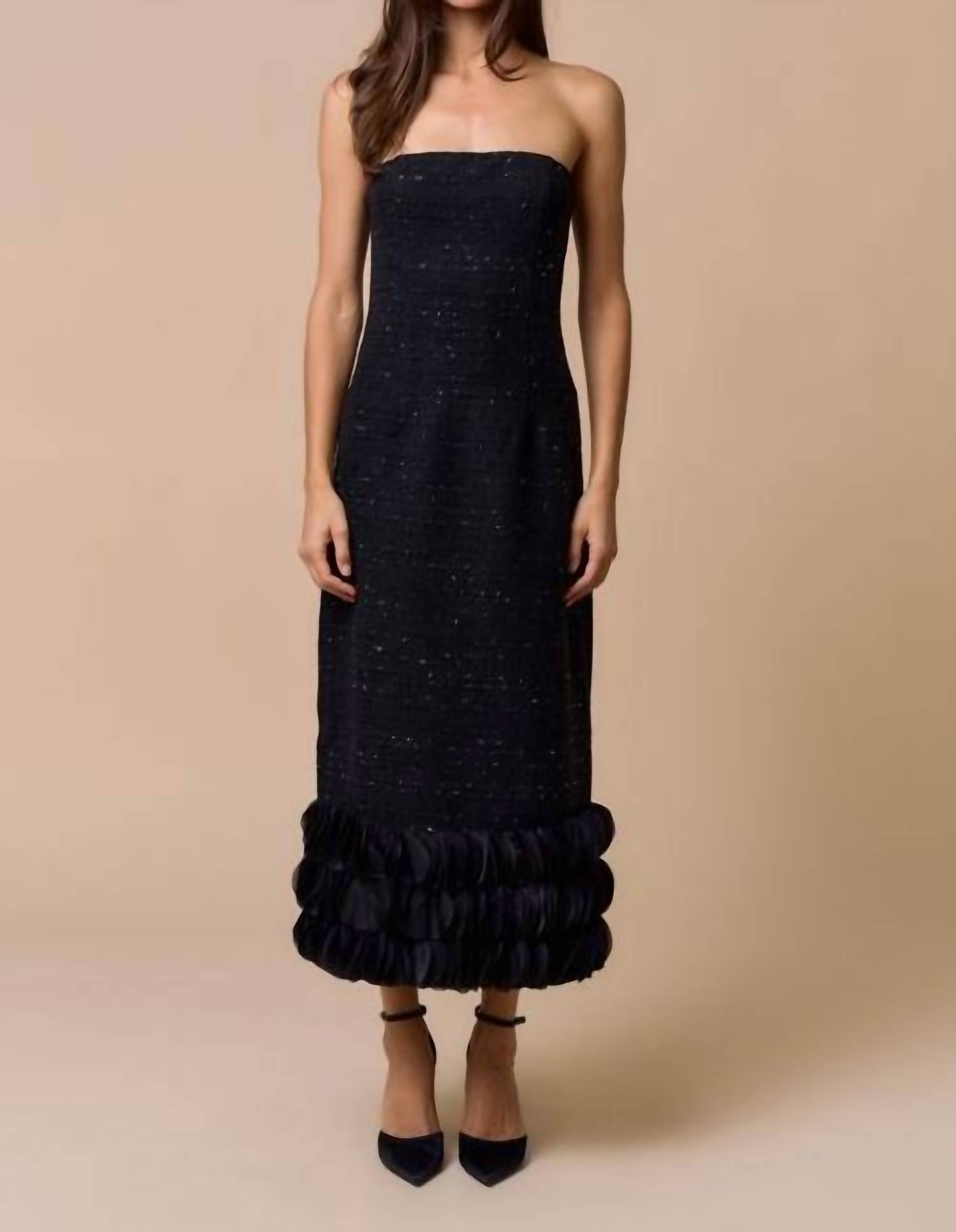 Lalavon - Tweed Strapless Maxi Dress