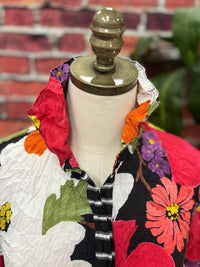 Olivia by Habitat Women's Siesta Floral Crinkle Crepe Button Front Top in multi - women's blouse - detail view