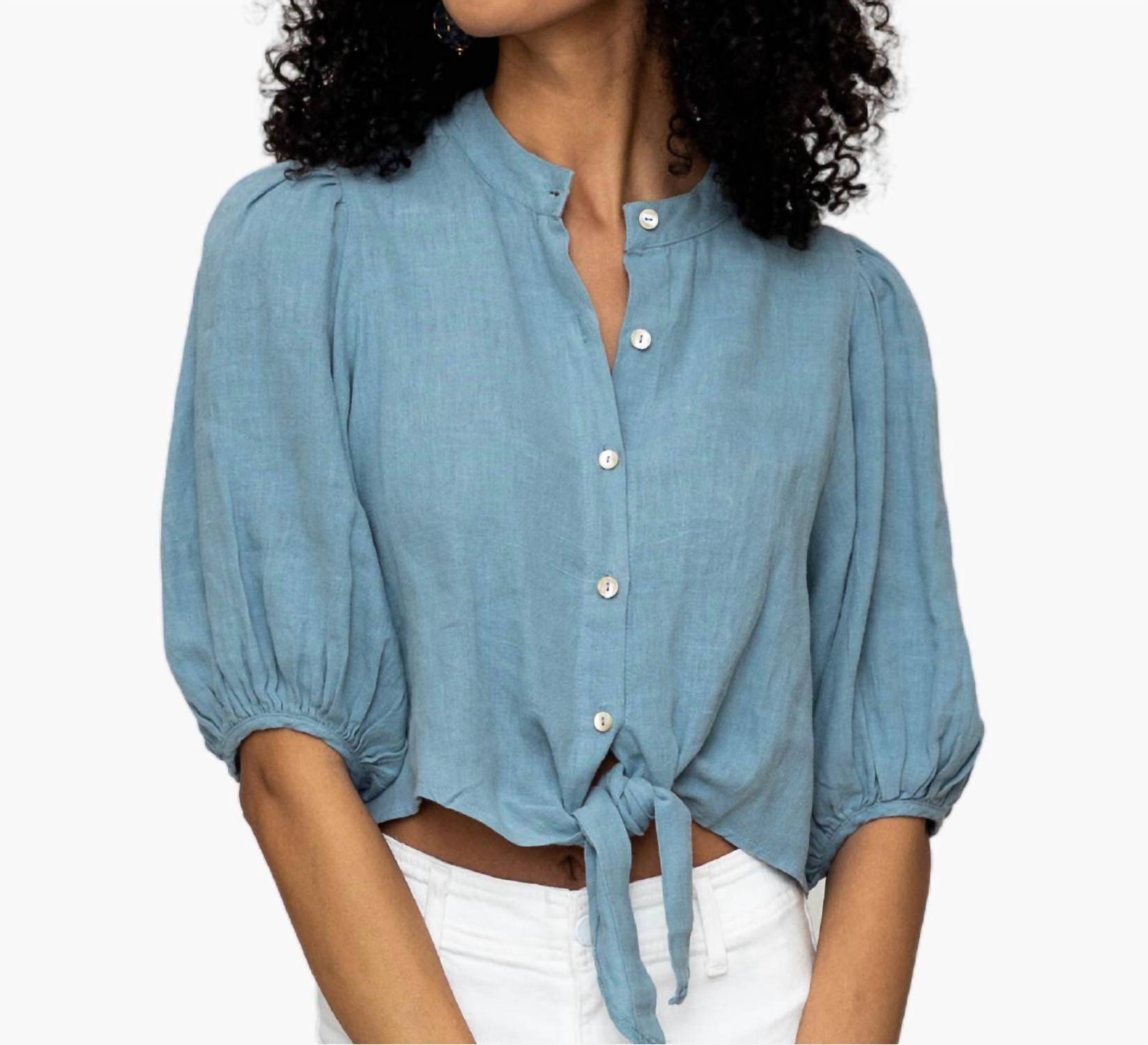Lanthropy Haleigh Top in chambray - women's blouse