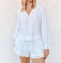 Bella Dahl - Long Sleeve Tie Neck Ruffle Top