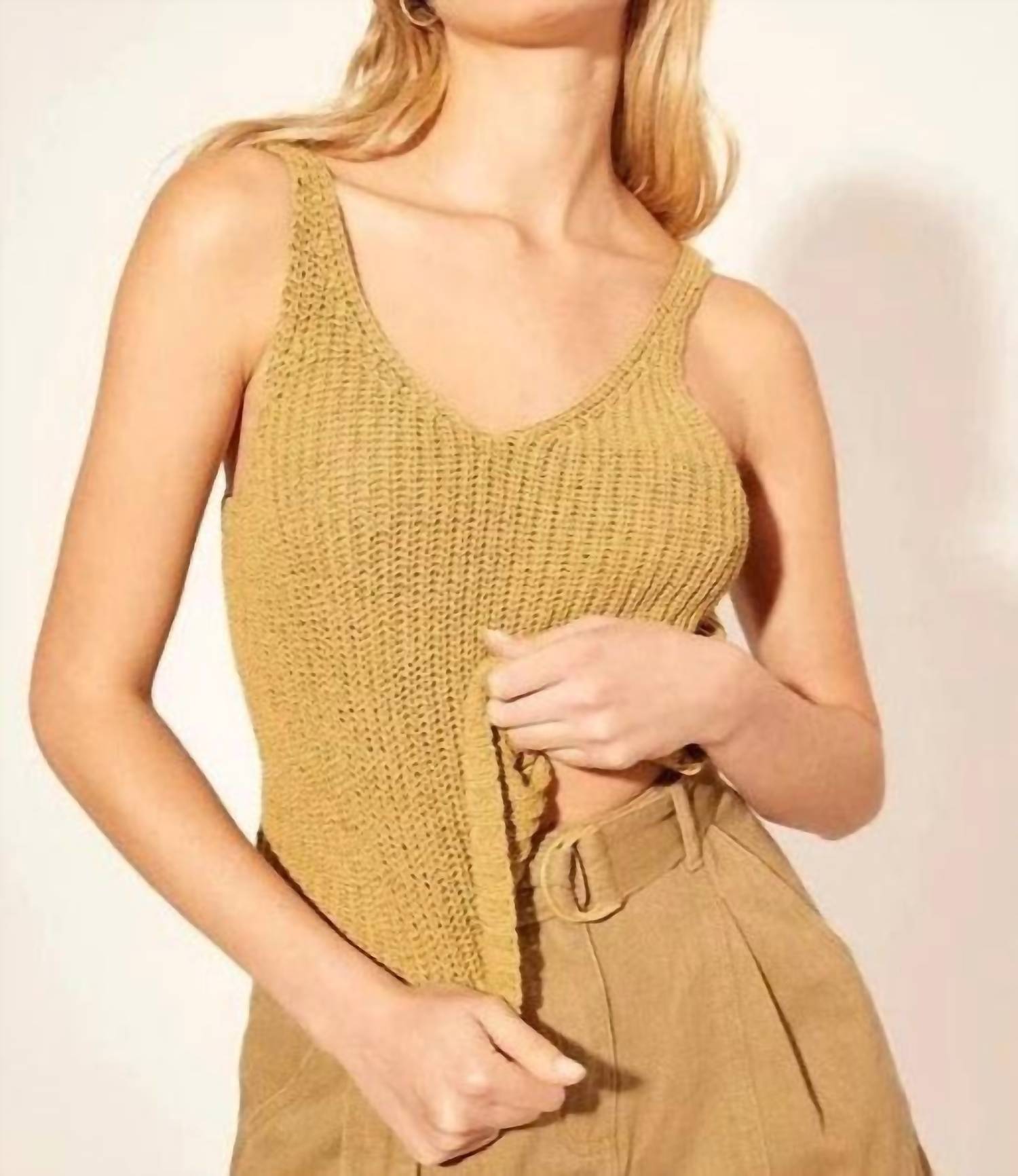 KIVARI Lana Knit Top in khaki - women's shirt