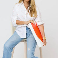 KERRI ROSENTHAL Women's Mia Tiny Hearts Shirt in white - women's shirt - alternate view