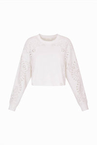 Loveshackfancy - Lalo Bandana Eyelet Fleece Pullover Sweater