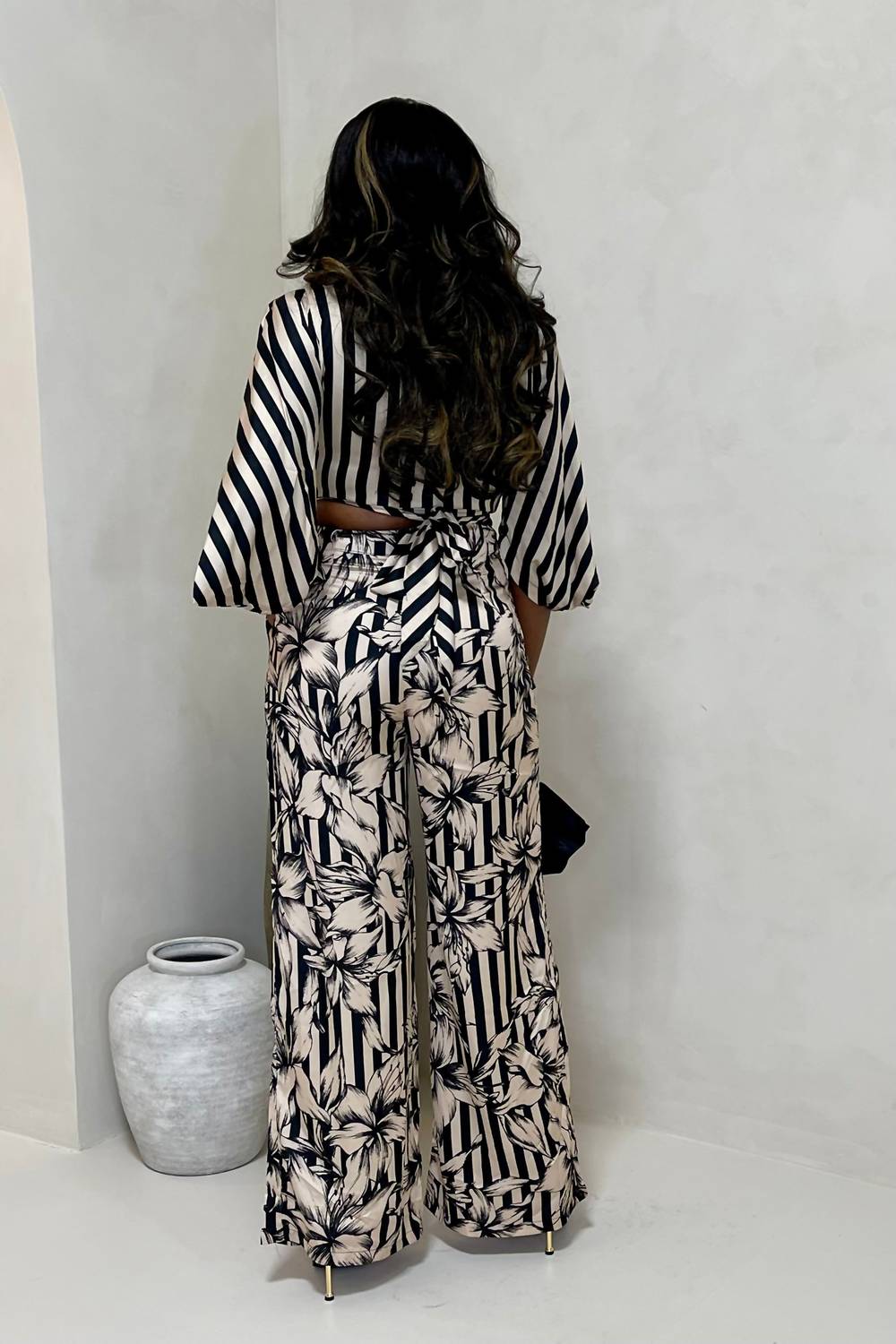 Balboa - Lovely One Satin Striped Pant Set