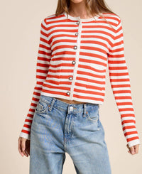 Mimosa - Pearl Embellishment Striped Cardigan