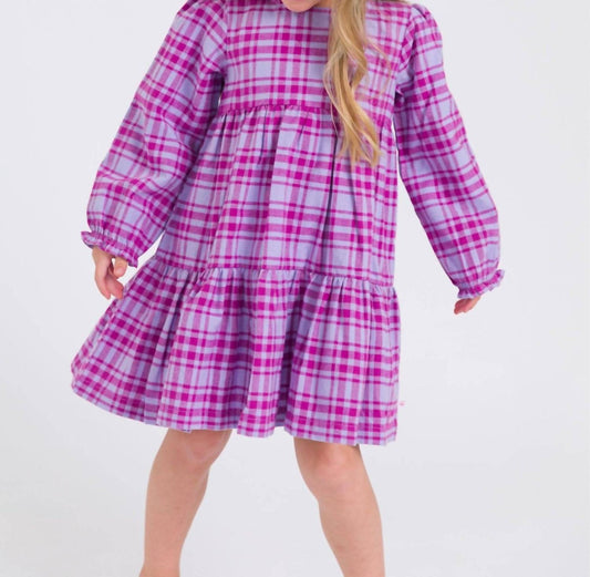 Rufflebutts - Girls' Harper Plaid Woven Long Sleeve Tiered Twirl Dress
